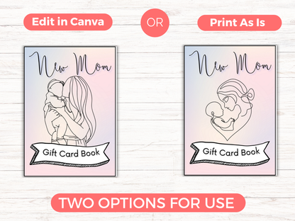 New Mom Gift Card Book Editable or Printable