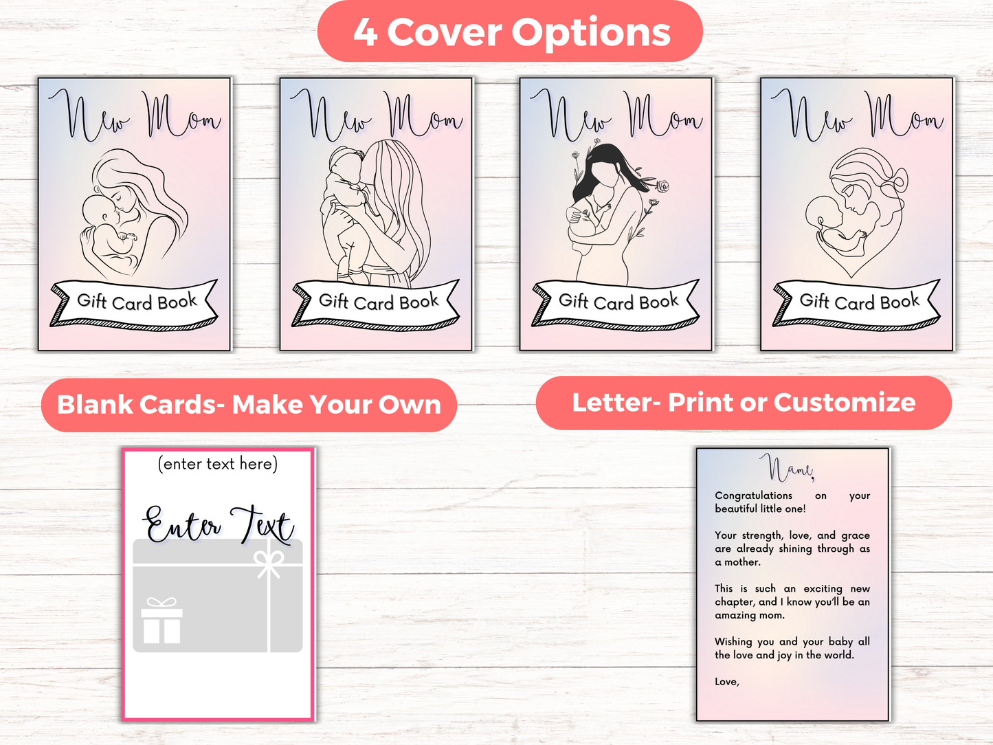 New Mom Gift Card Book Editable or Printable