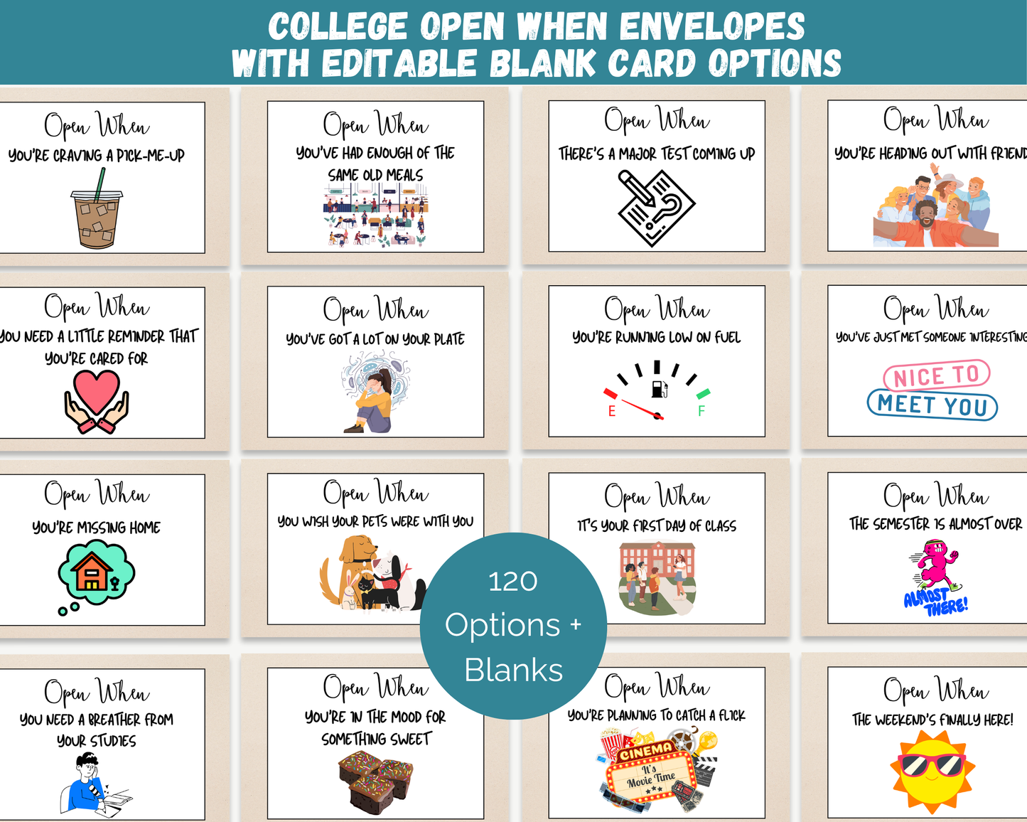 Open When Envelope Labels for College