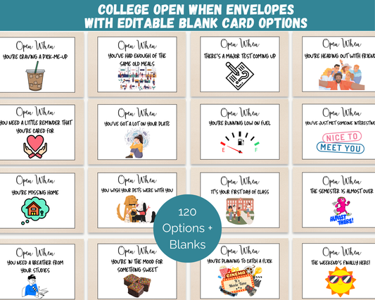 Open When Envelope Labels for College