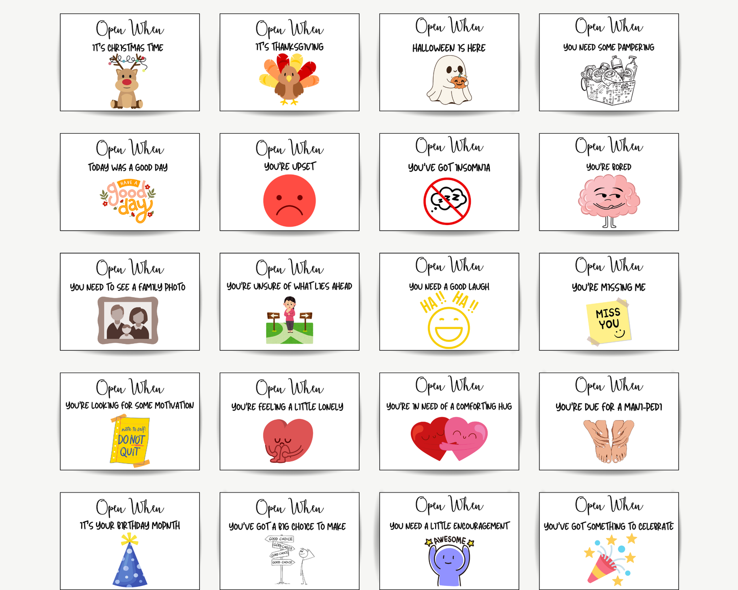 Open When Envelope Labels for College