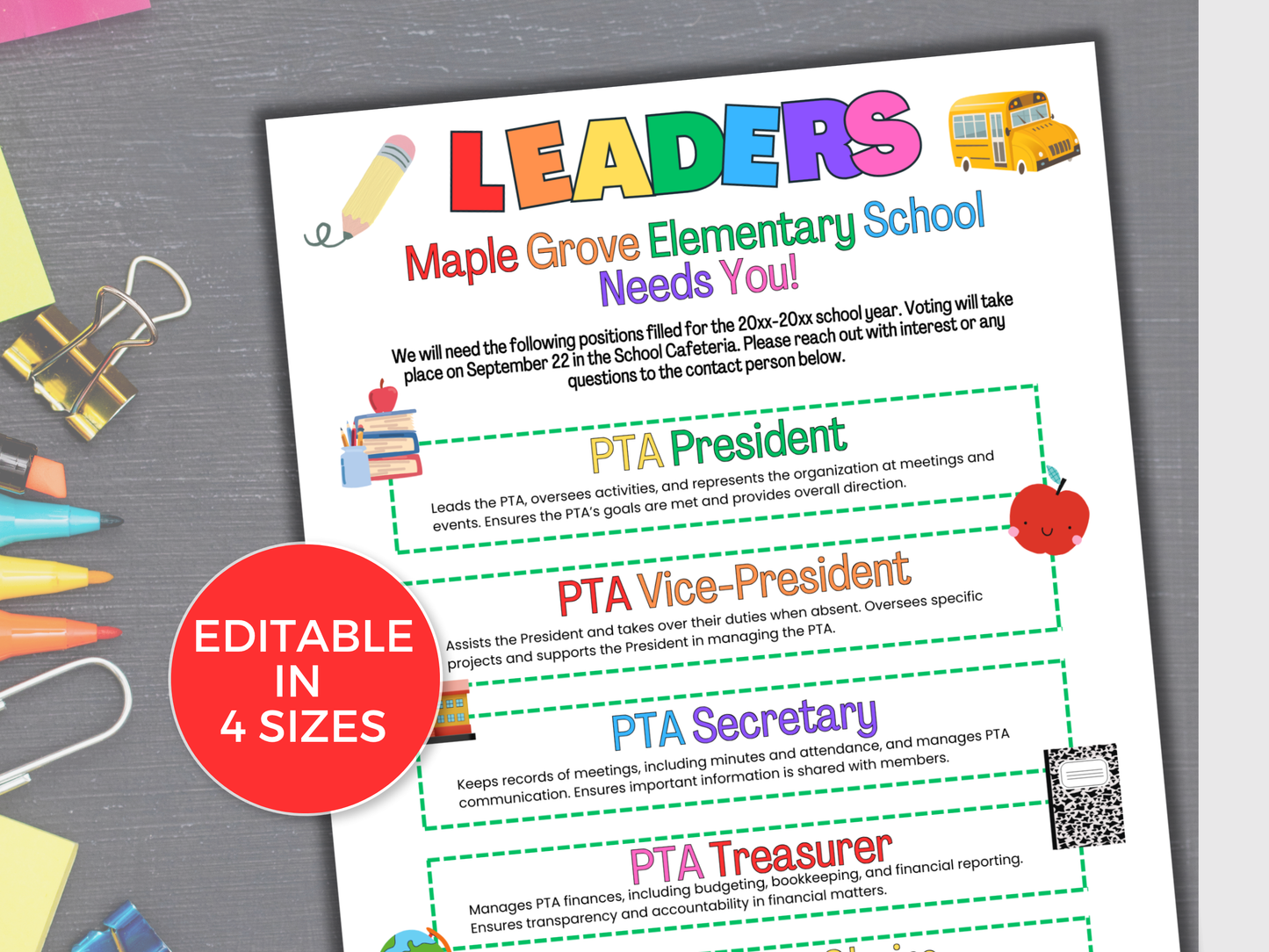 EDITABLE PTA PTO Elections Flyer Template