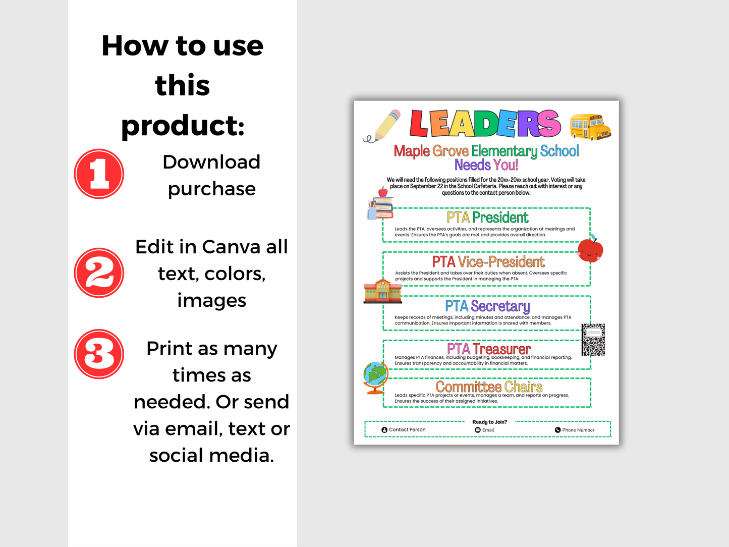 EDITABLE PTA PTO Elections Flyer Template