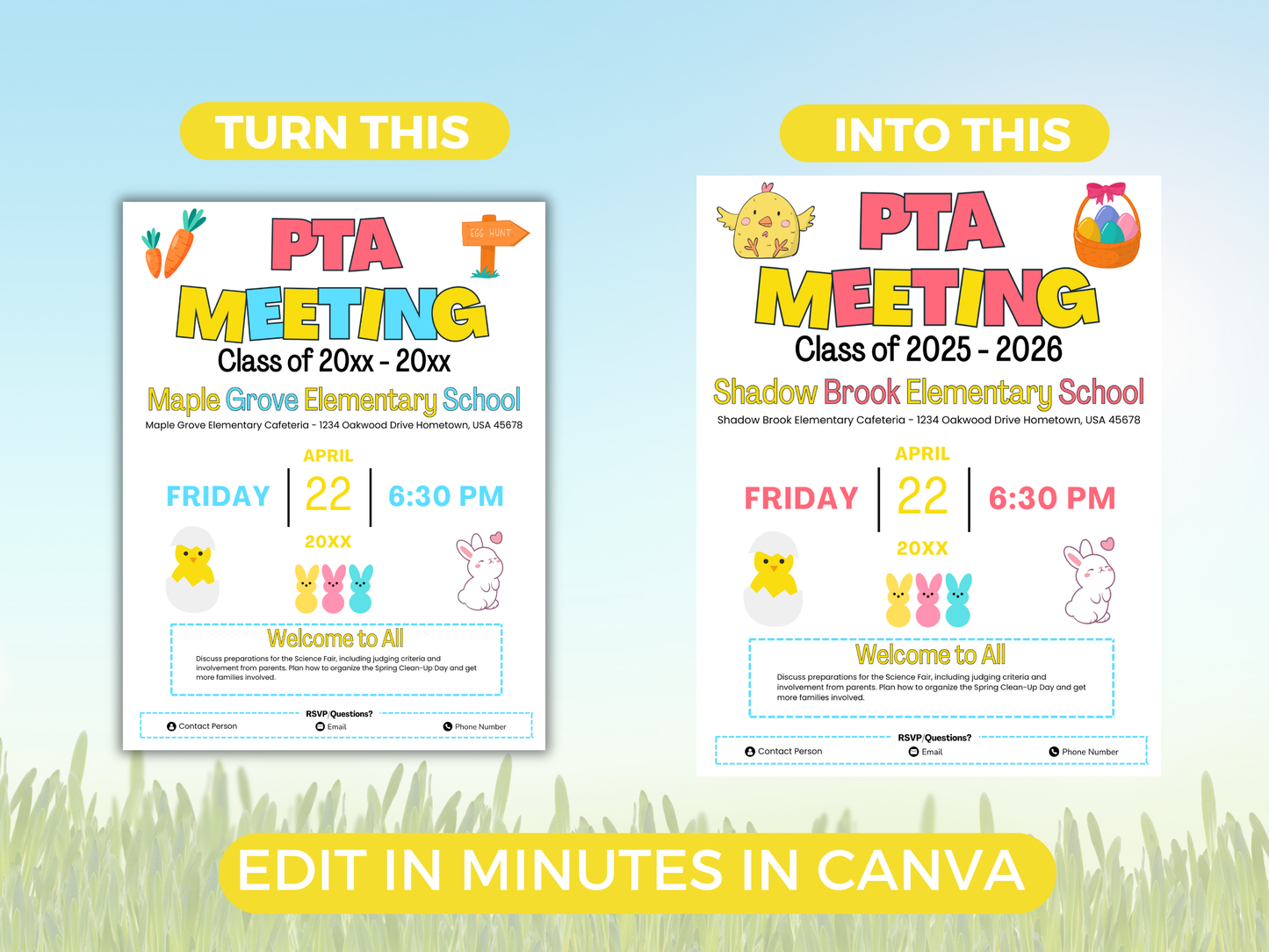 EDITABLE PTO PTA April Meeting Flyer Template