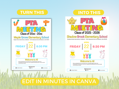 EDITABLE PTO PTA April Meeting Flyer Template