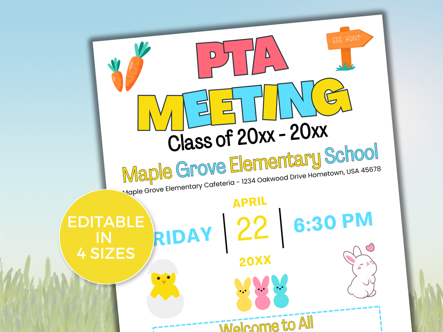 EDITABLE PTO PTA April Meeting Flyer Template