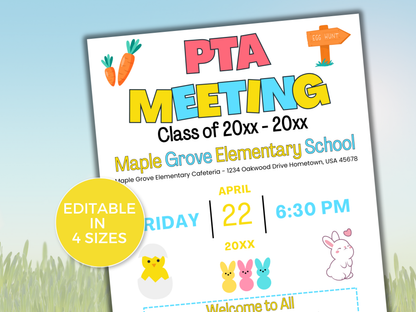 EDITABLE PTO PTA April Meeting Flyer Template