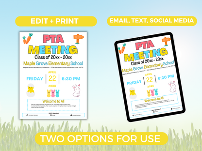 EDITABLE PTO PTA April Meeting Flyer Template