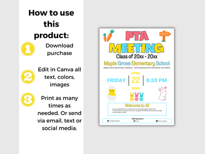 EDITABLE PTO PTA April Meeting Flyer Template