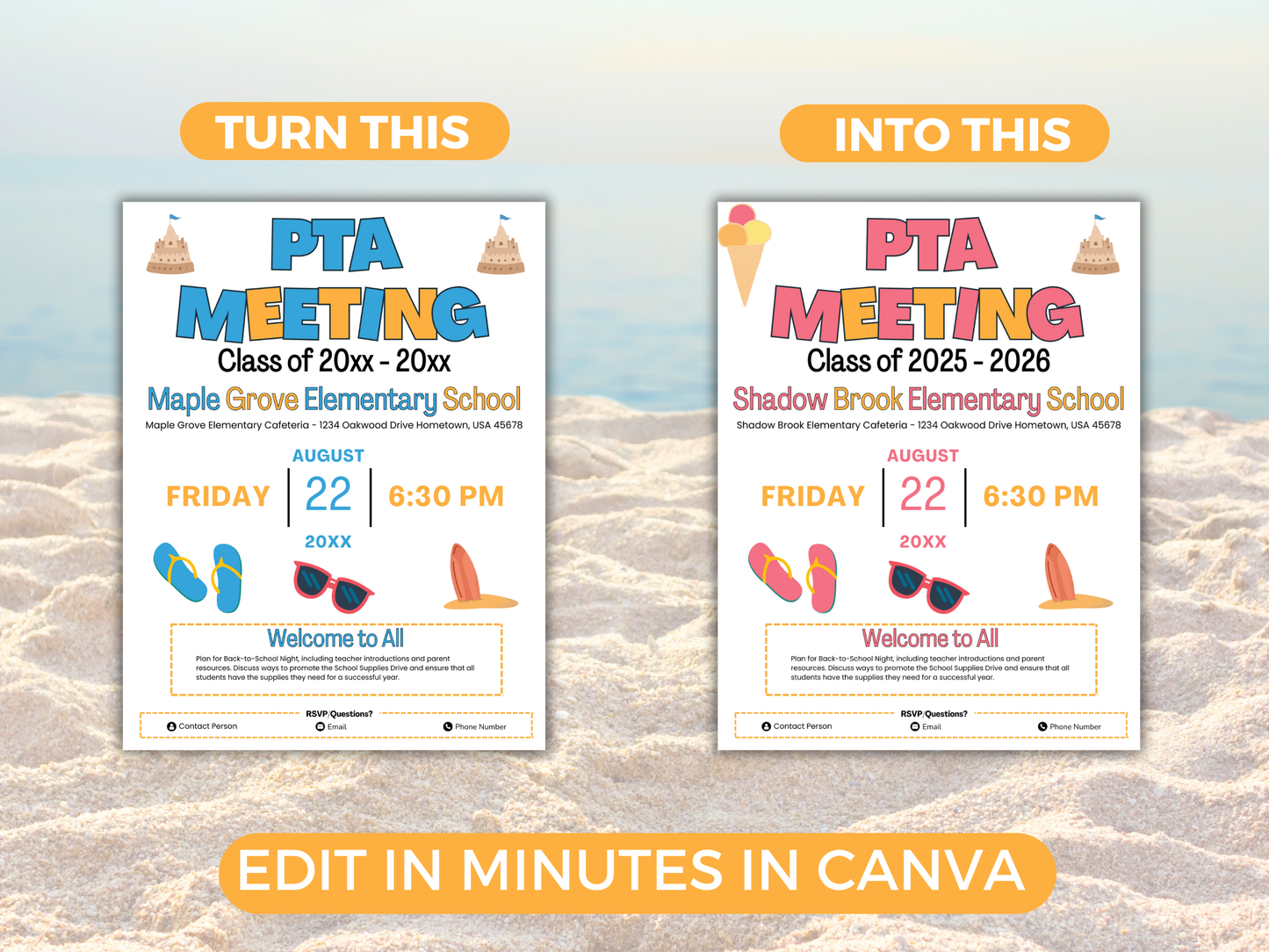 EDITABLE PTO PTA August Meeting Flyer Template