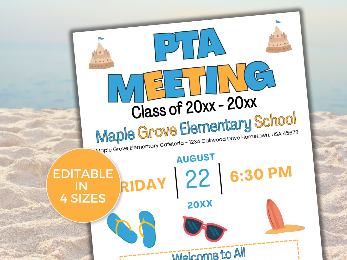 EDITABLE PTO PTA August Meeting Flyer Template