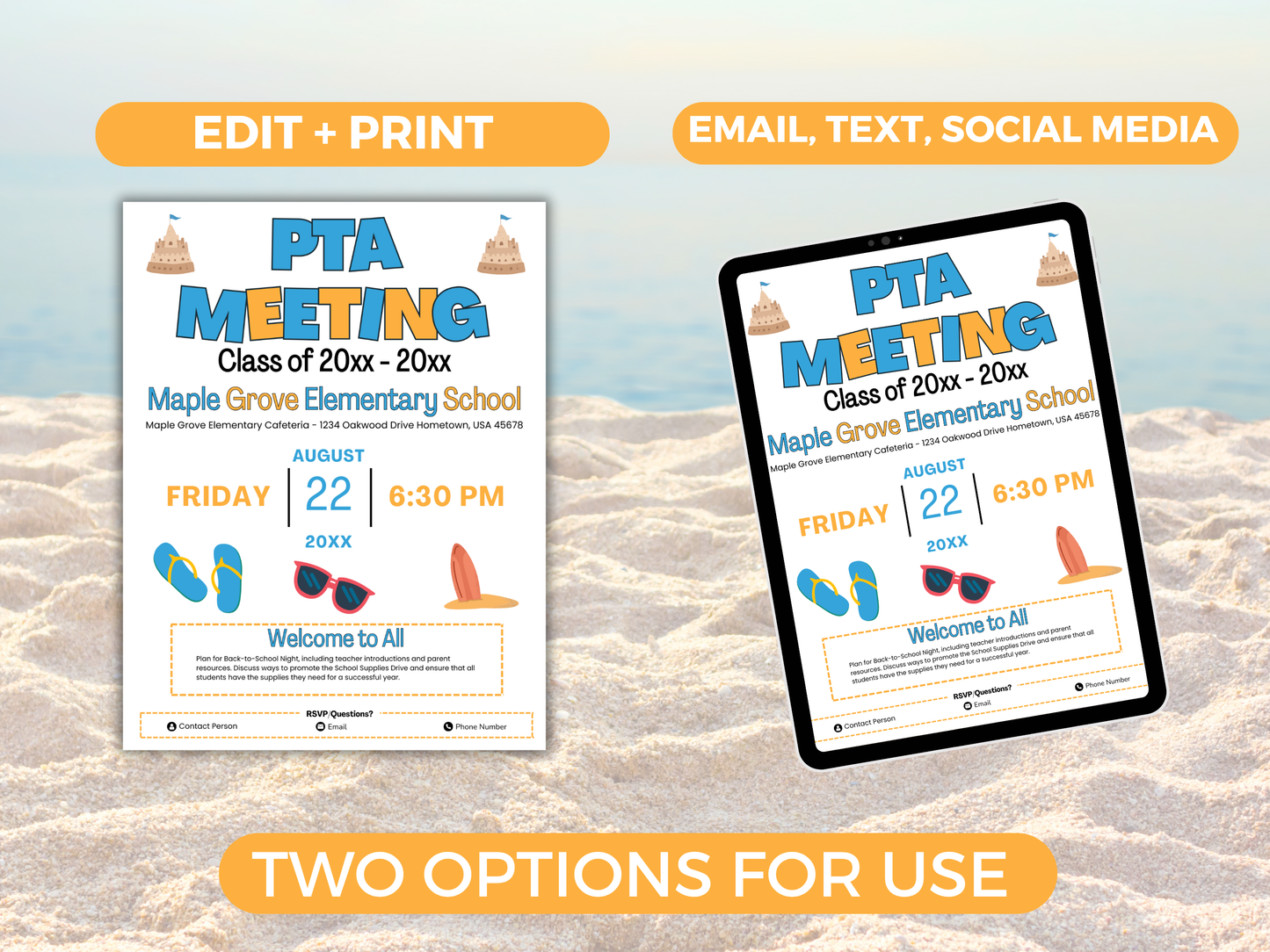 EDITABLE PTO PTA August Meeting Flyer Template