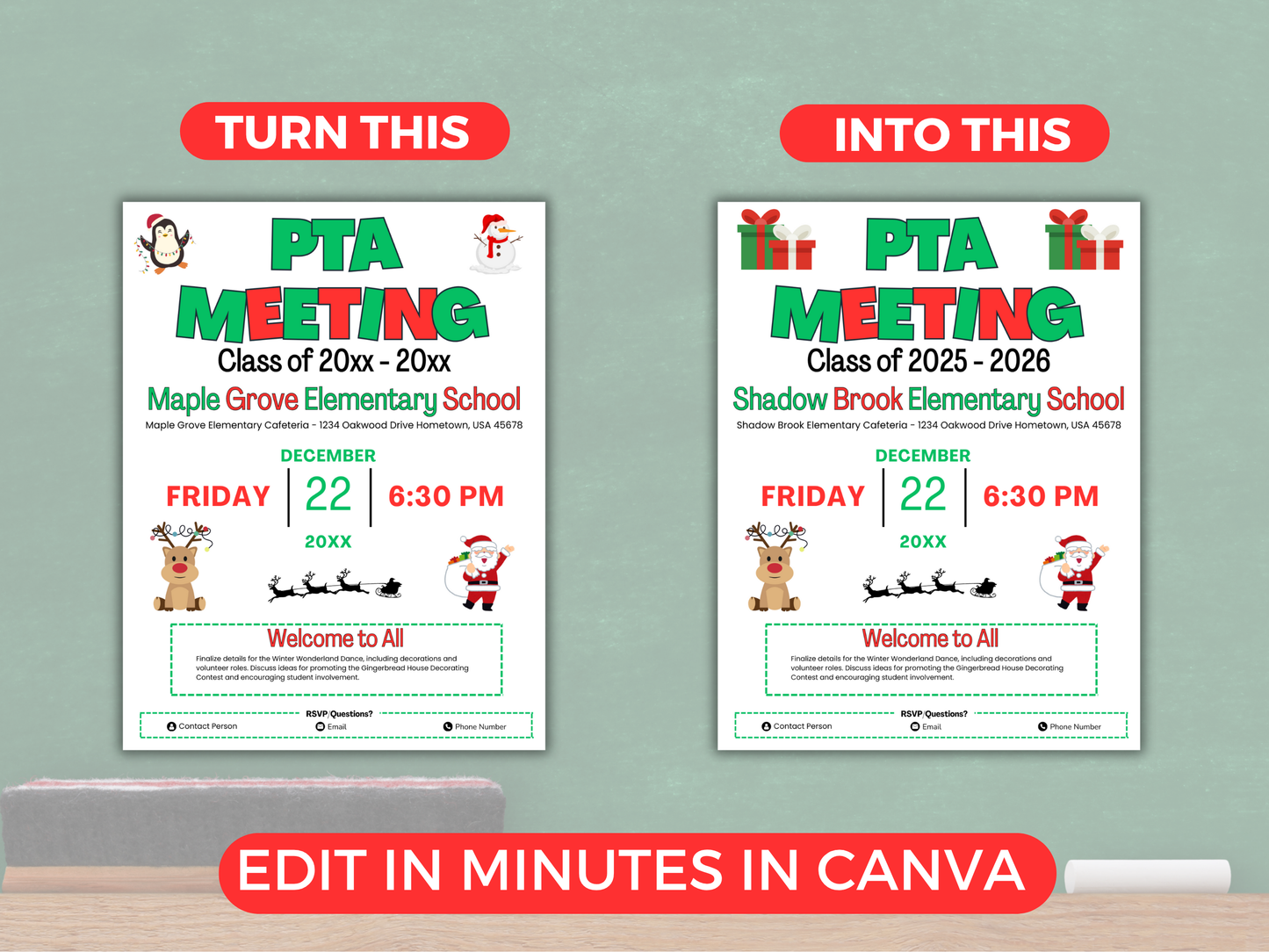 EDITABLE PTO PTA Meeting Flyer Template Bundle