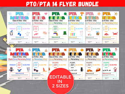 EDITABLE PTO PTA Meeting Flyer Template Bundle