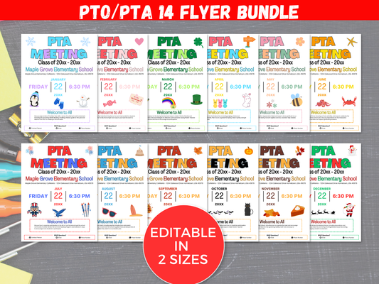 EDITABLE PTO PTA Meeting Flyer Template Bundle