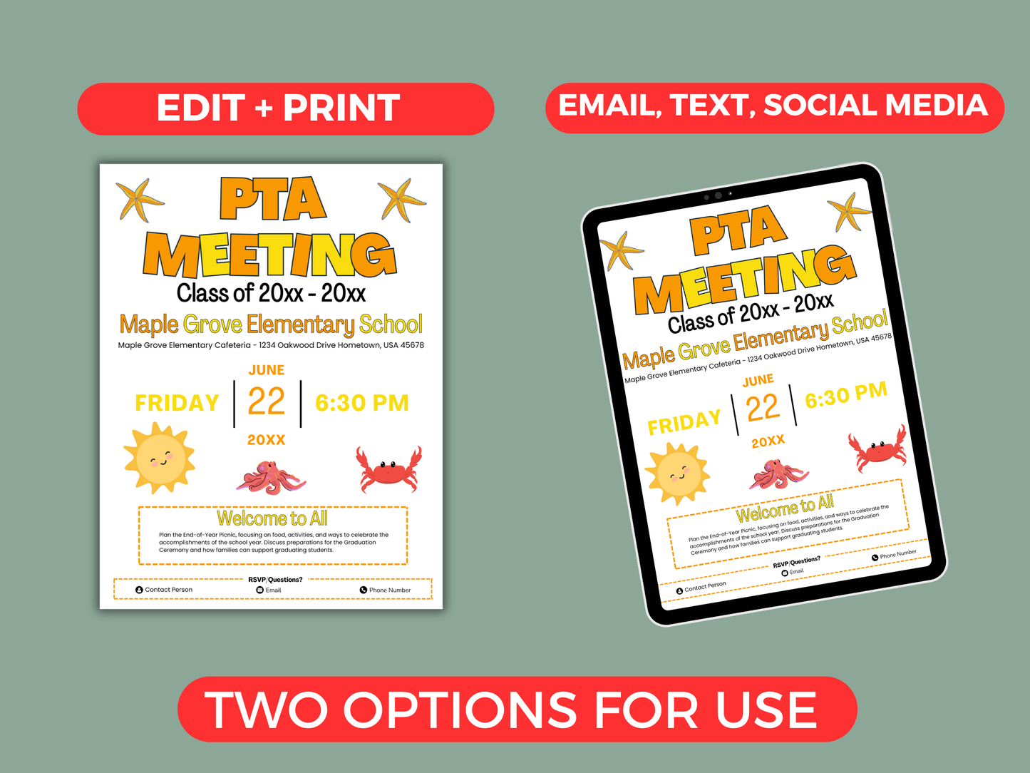 EDITABLE PTO PTA Meeting Flyer Template Bundle