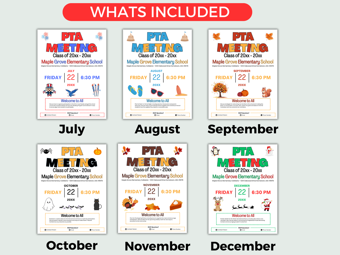 EDITABLE PTO PTA Meeting Flyer Template Bundle
