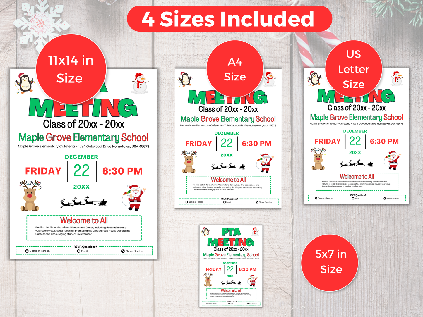 EDITABLE PTO PTA December Meeting Flyer Template