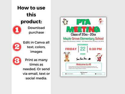 EDITABLE PTO PTA December Meeting Flyer Template