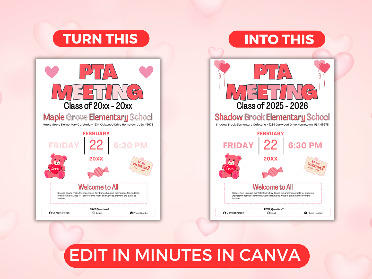 EDITABLE PTO PTA February Meeting Flyer Template