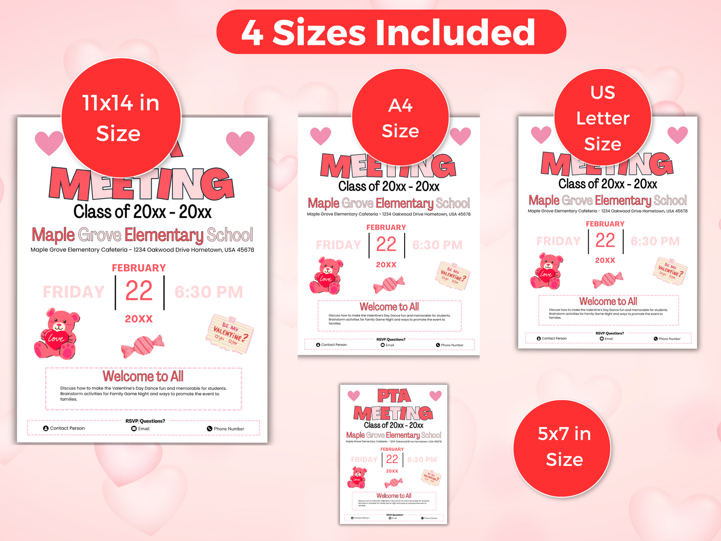EDITABLE PTO PTA February Meeting Flyer Template