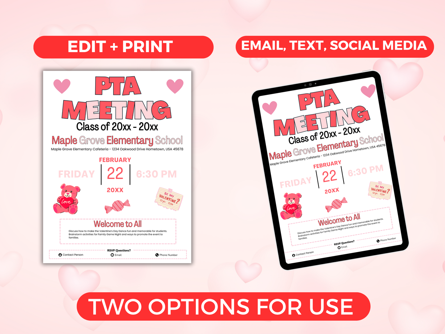 EDITABLE PTO PTA February Meeting Flyer Template