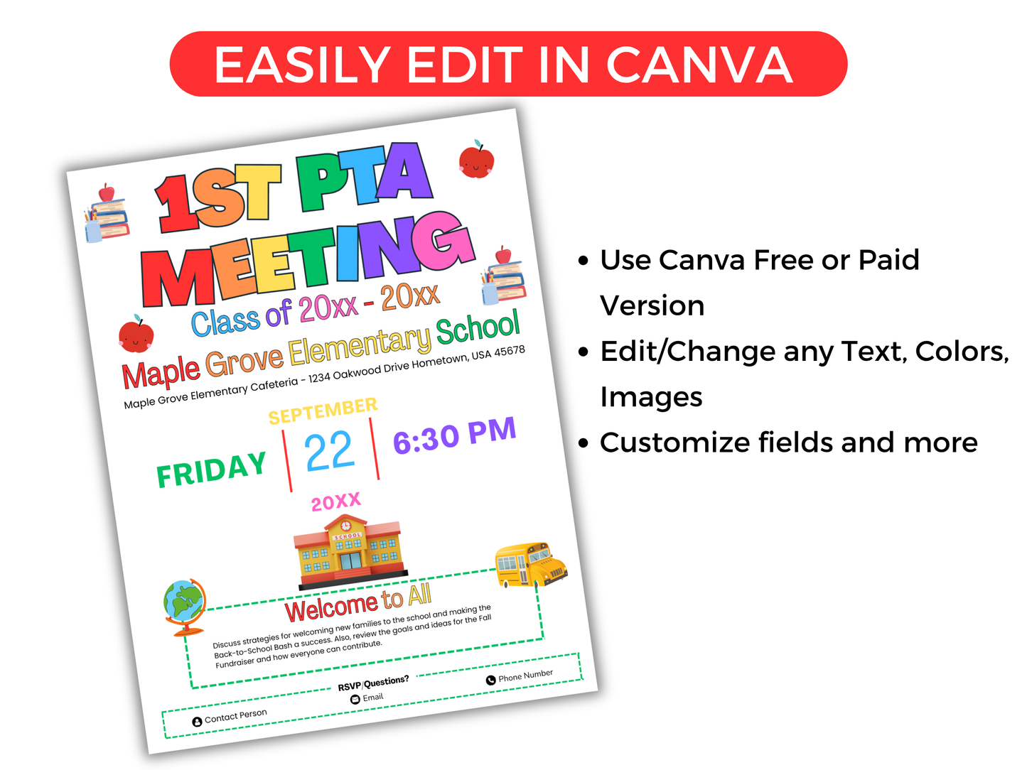 EDITABLE PTO PTA First Meeting Flyer Template