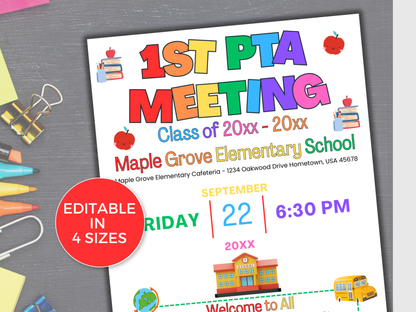 EDITABLE PTO PTA First Meeting Flyer Template