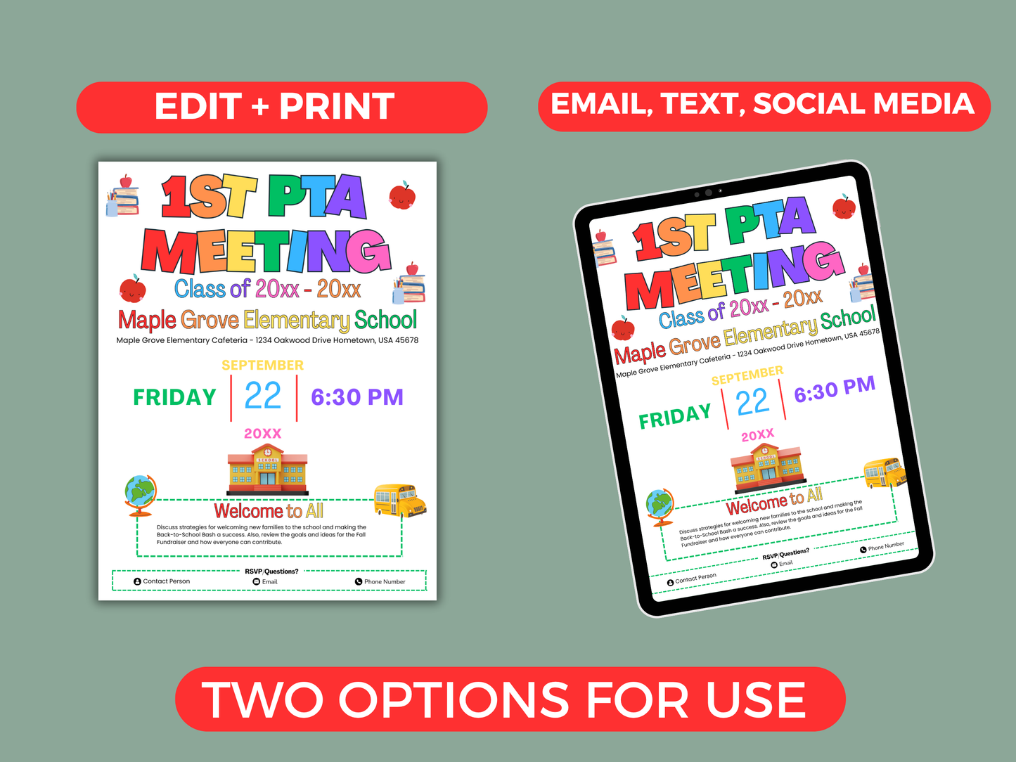 EDITABLE PTO PTA First Meeting Flyer Template