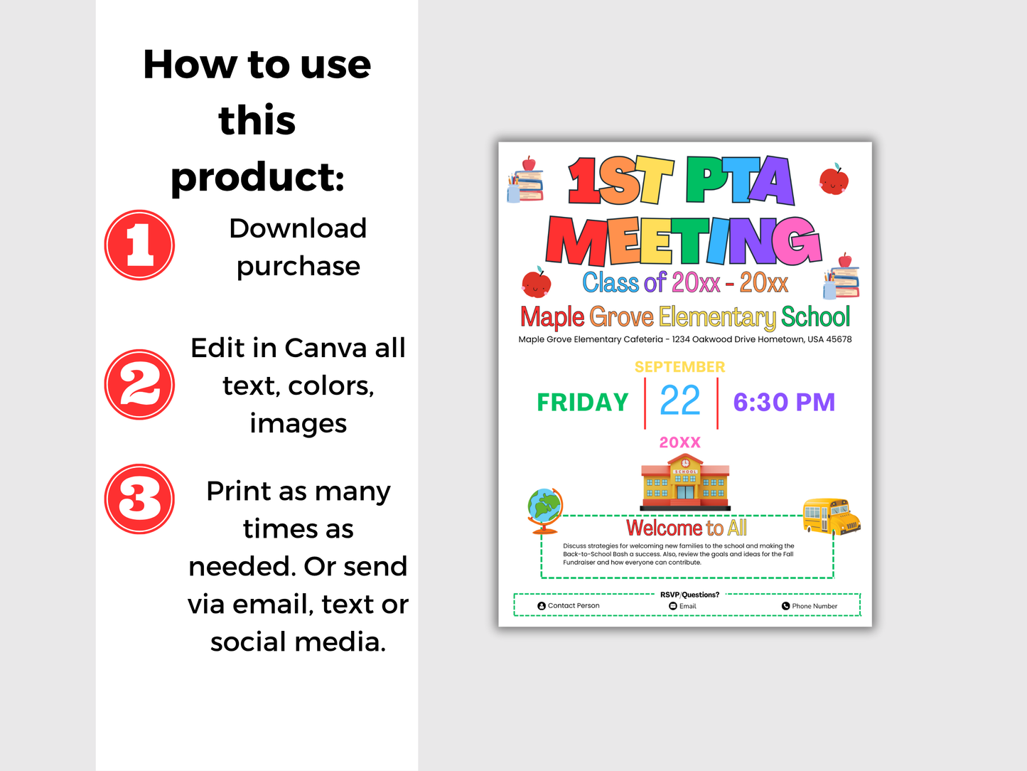 EDITABLE PTO PTA First Meeting Flyer Template