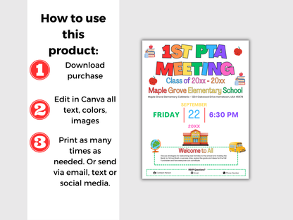EDITABLE PTO PTA First Meeting Flyer Template