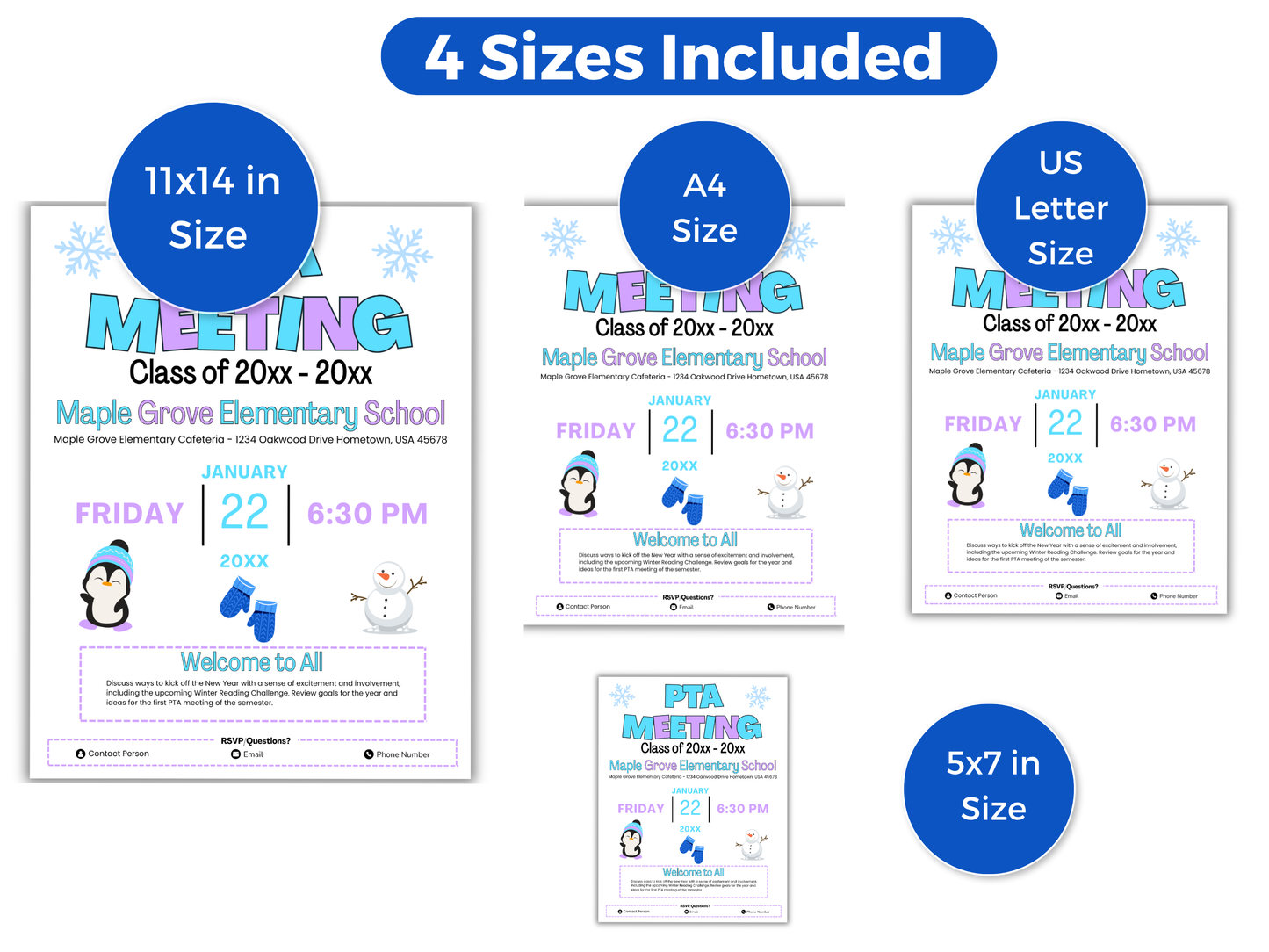 EDITABLE PTO PTA January Meeting Flyer Template