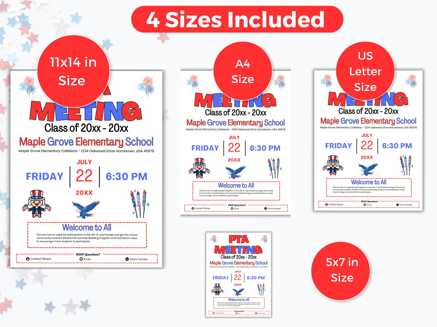 EDITABLE PTO PTA July Meeting Flyer Template