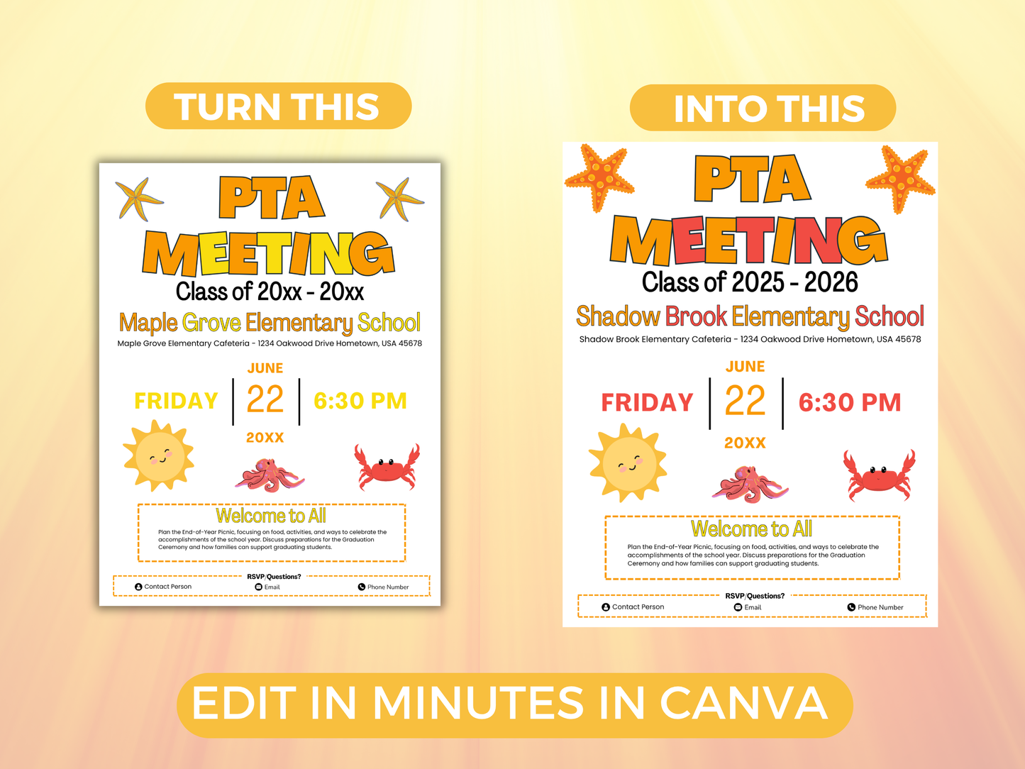 EDITABLE PTO PTA June Meeting Flyer Template