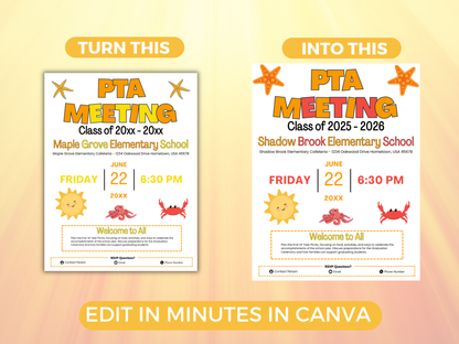 EDITABLE PTO PTA June Meeting Flyer Template