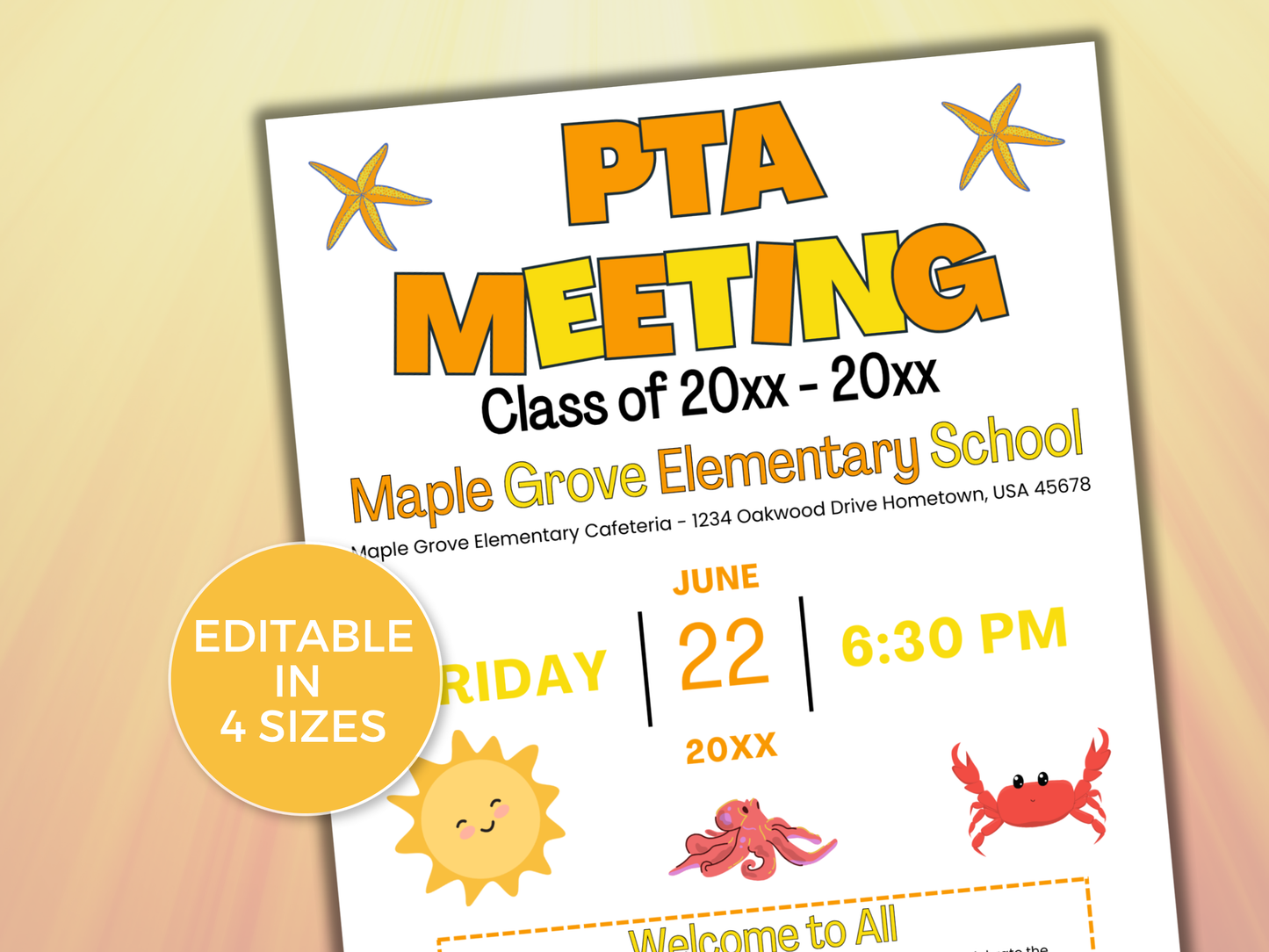 EDITABLE PTO PTA June Meeting Flyer Template