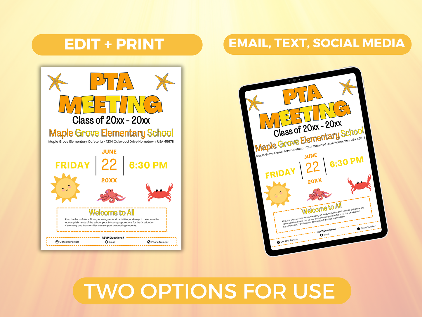 EDITABLE PTO PTA June Meeting Flyer Template
