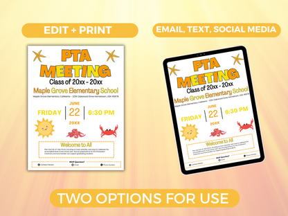 EDITABLE PTO PTA June Meeting Flyer Template
