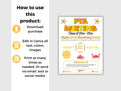 EDITABLE PTO PTA June Meeting Flyer Template