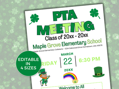 EDITABLE PTO PTA March Meeting Flyer Template