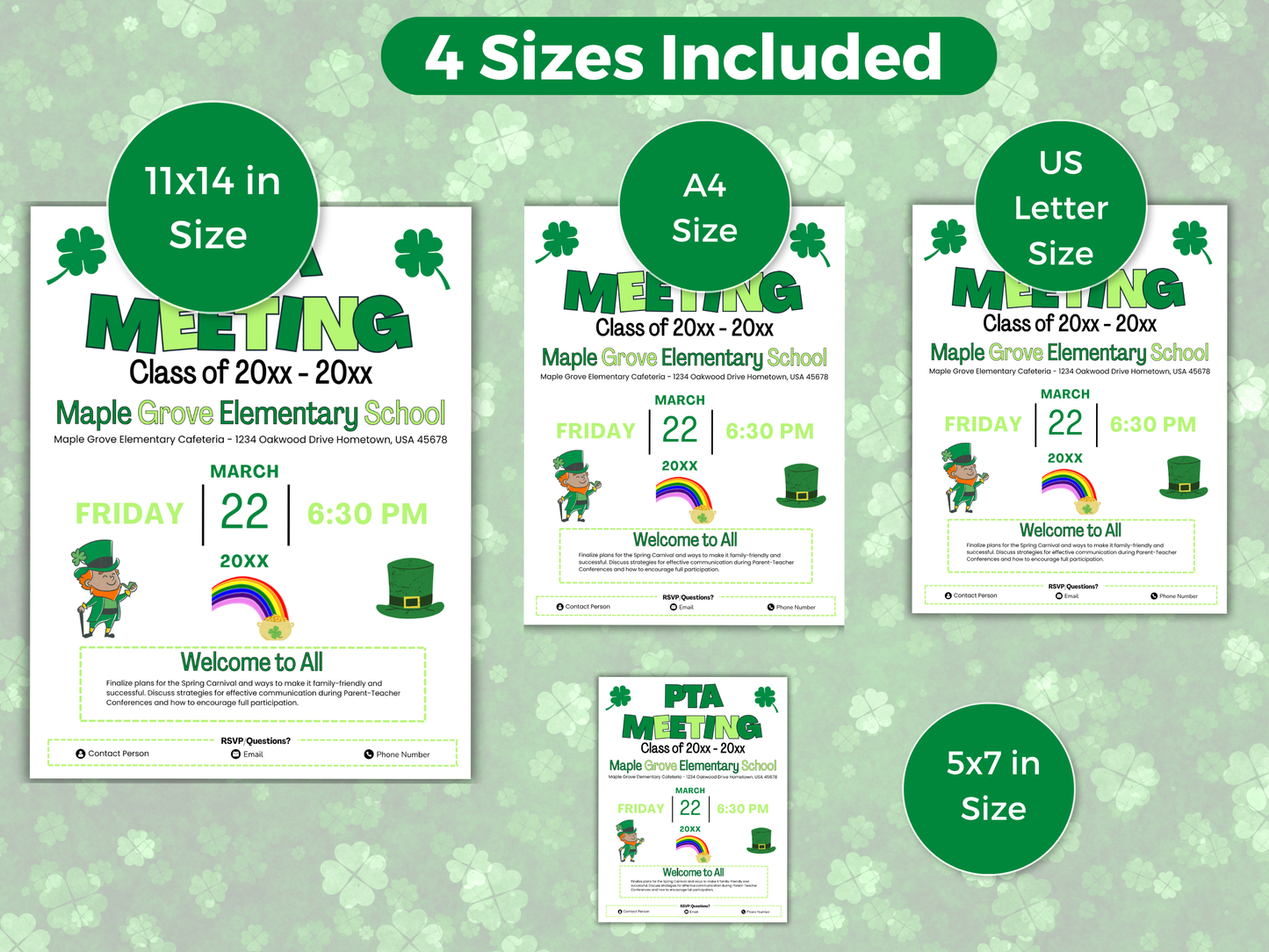 EDITABLE PTO PTA March Meeting Flyer Template