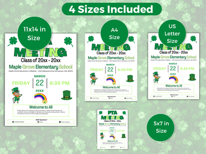 EDITABLE PTO PTA March Meeting Flyer Template