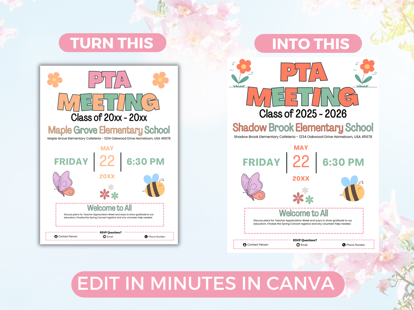 EDITABLE PTO PTA May Meeting Flyer Template