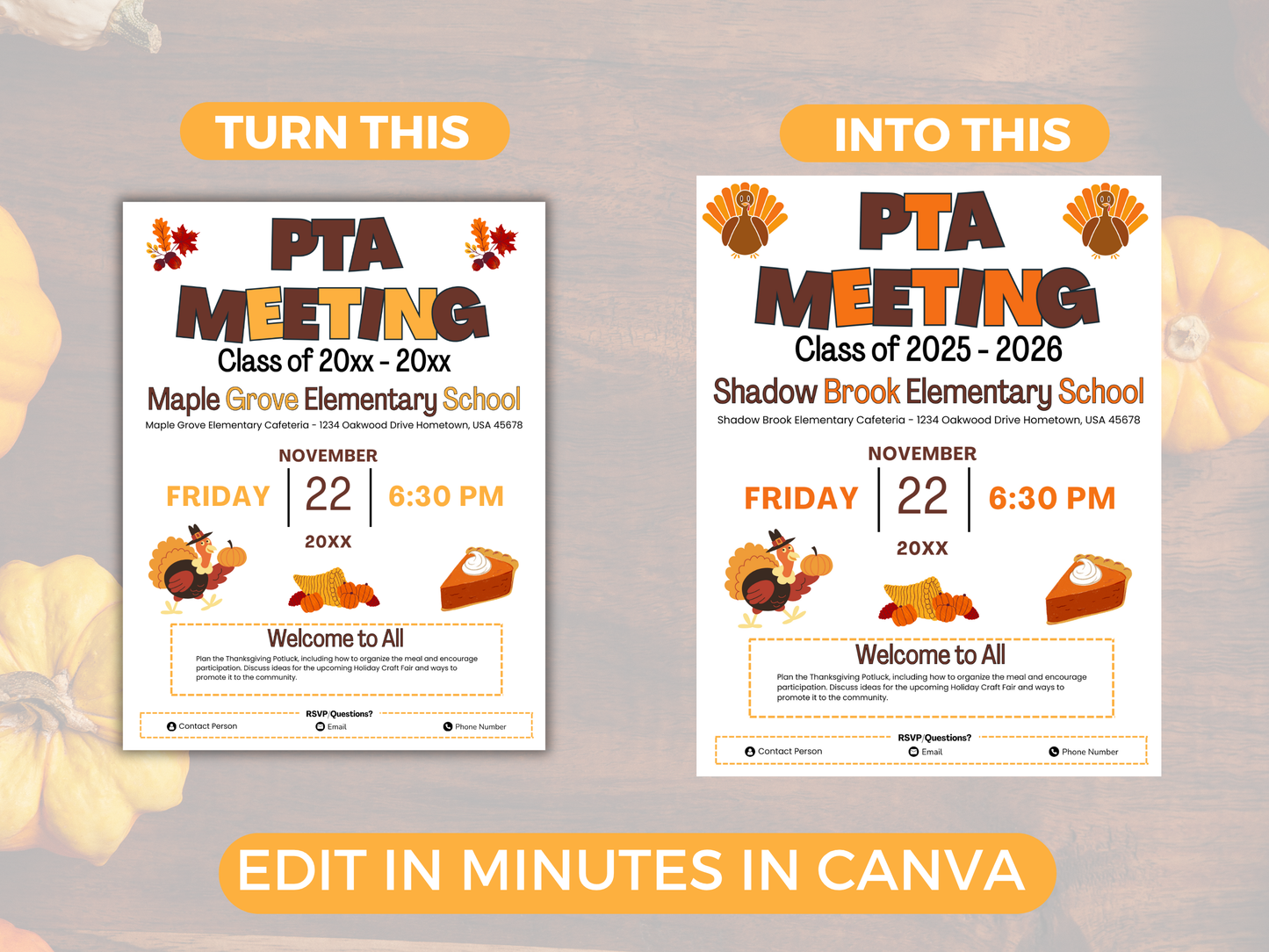 EDITABLE PTO PTA November Meeting Flyer Template