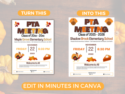 EDITABLE PTO PTA November Meeting Flyer Template