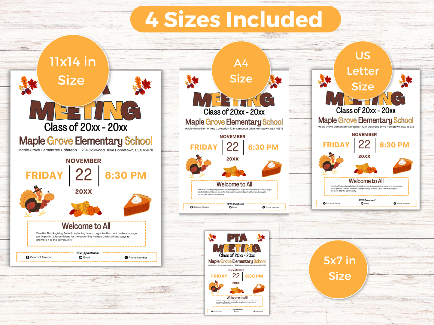 EDITABLE PTO PTA November Meeting Flyer Template