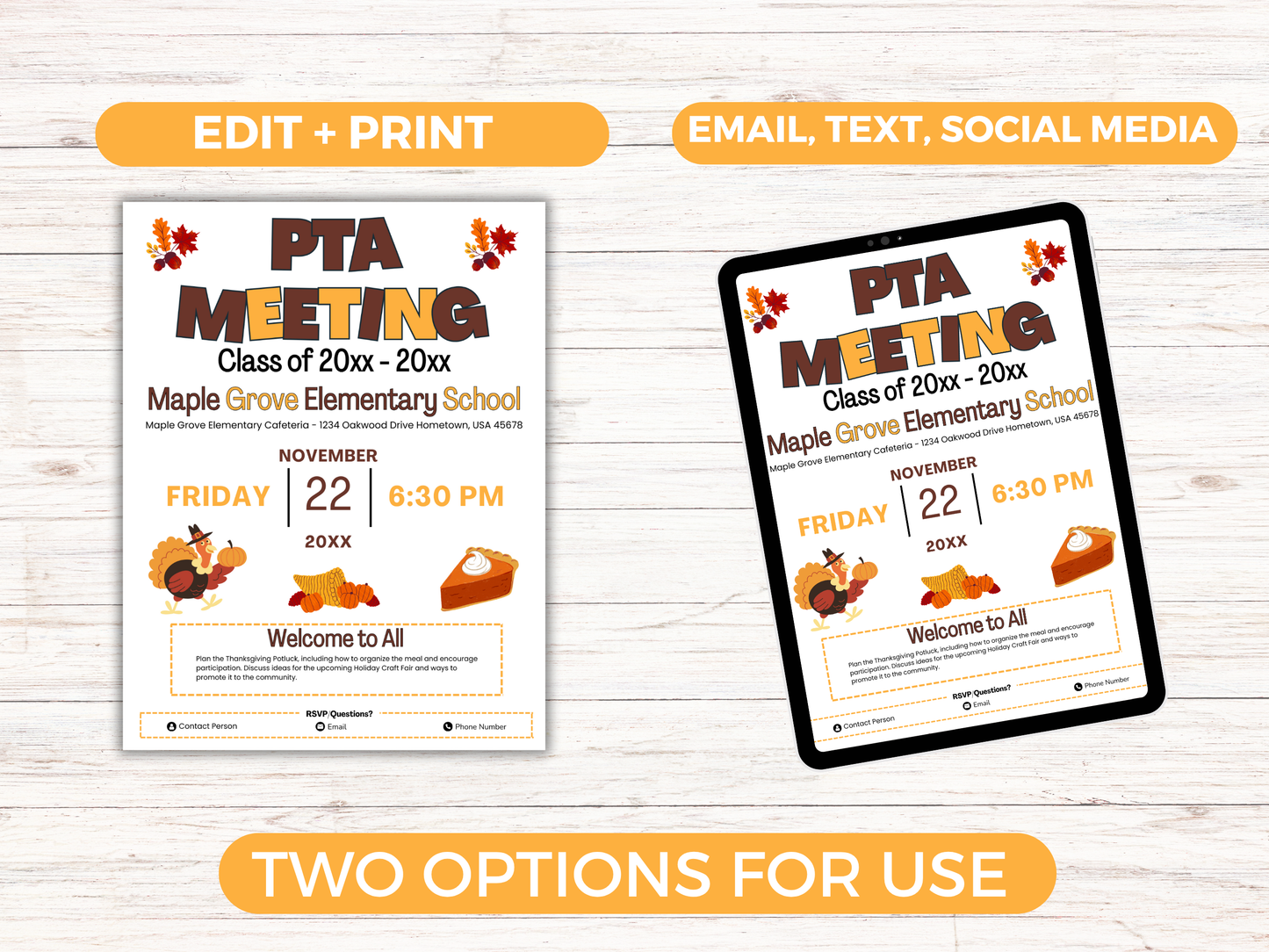 EDITABLE PTO PTA November Meeting Flyer Template