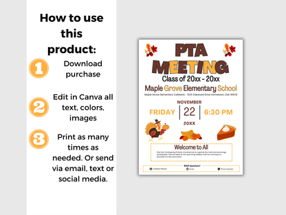 EDITABLE PTO PTA November Meeting Flyer Template