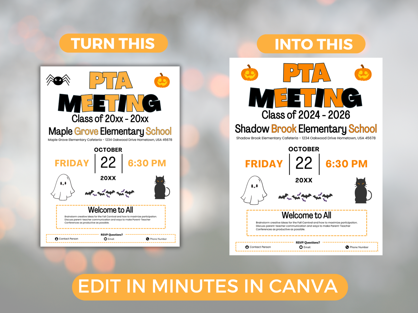 EDITABLE PTO PTA October Meeting Flyer Template