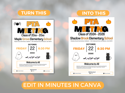 EDITABLE PTO PTA October Meeting Flyer Template